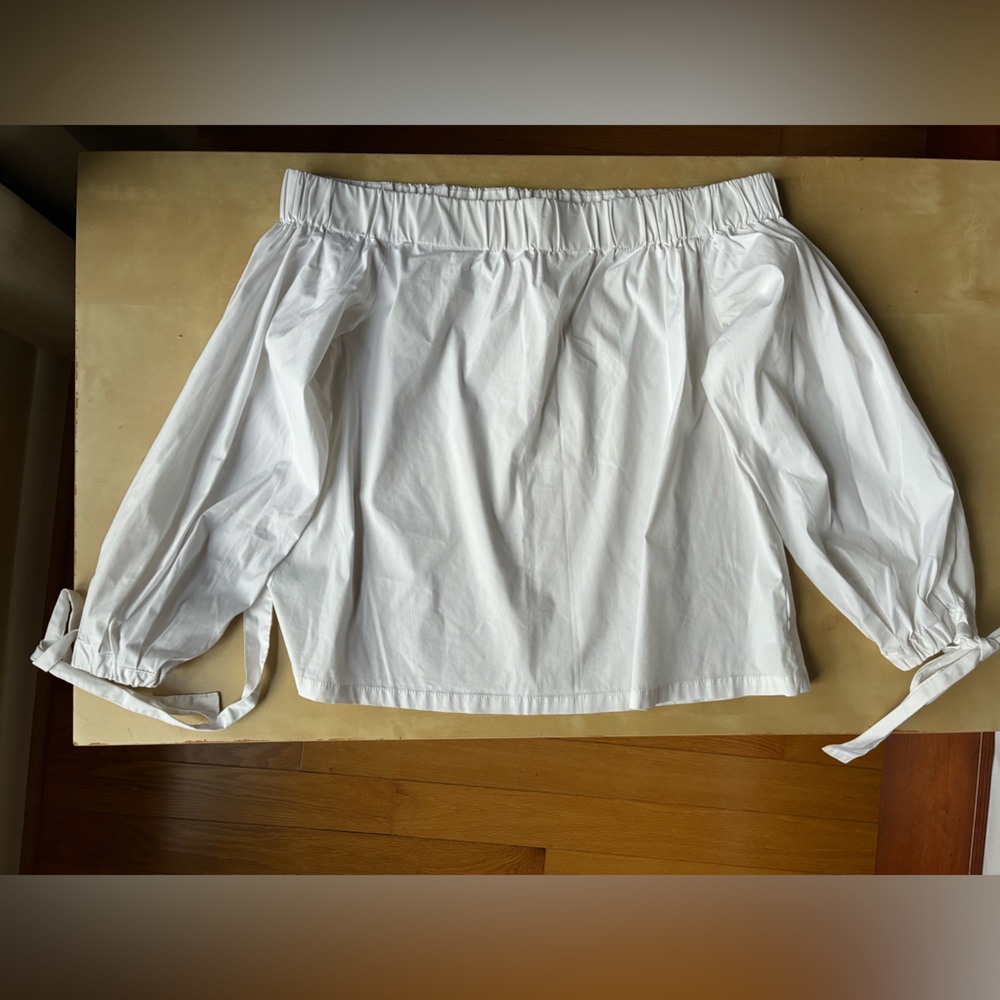 7 For All Mankind White Off-Shoulder Top